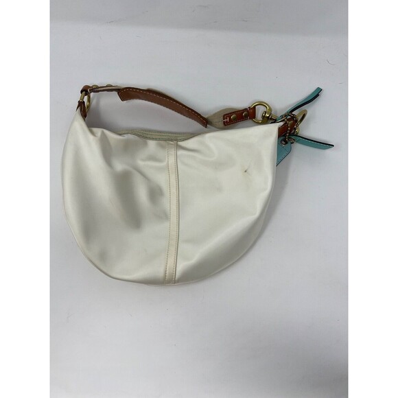 COACH Vintage Purse Handbag White Hampton Silk Leather Hobo Bag Y2K - Picture 6 of 10